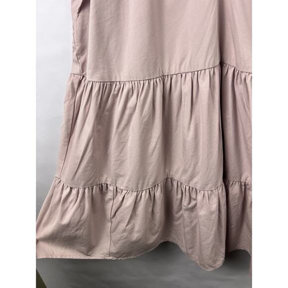 Banana Republic Tiered Midi Dress, Mauve Pink, Cotton Blend XL Petite Feminine - Picture 4 of 11